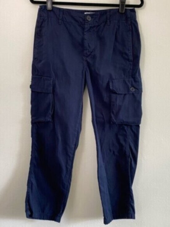 Frame Denim Pants - FRAME Denim Utility Cargo Flat Front Pants 26 Navy Blue Cotton Straight Leg $278